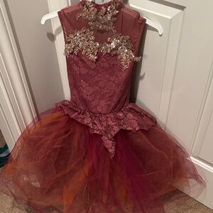 Weissman Burgundy and Gold Kids Dance Costume